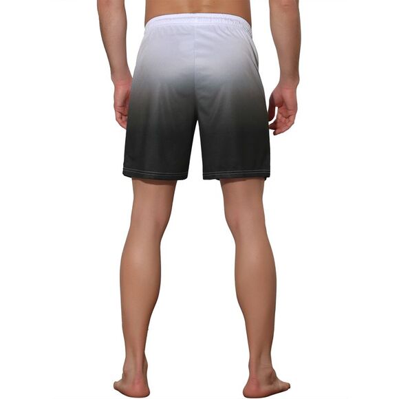 Men's Contrast Color Summer Beach Colorful Swimwear Shorts Black Gray - Picture 3 of 6